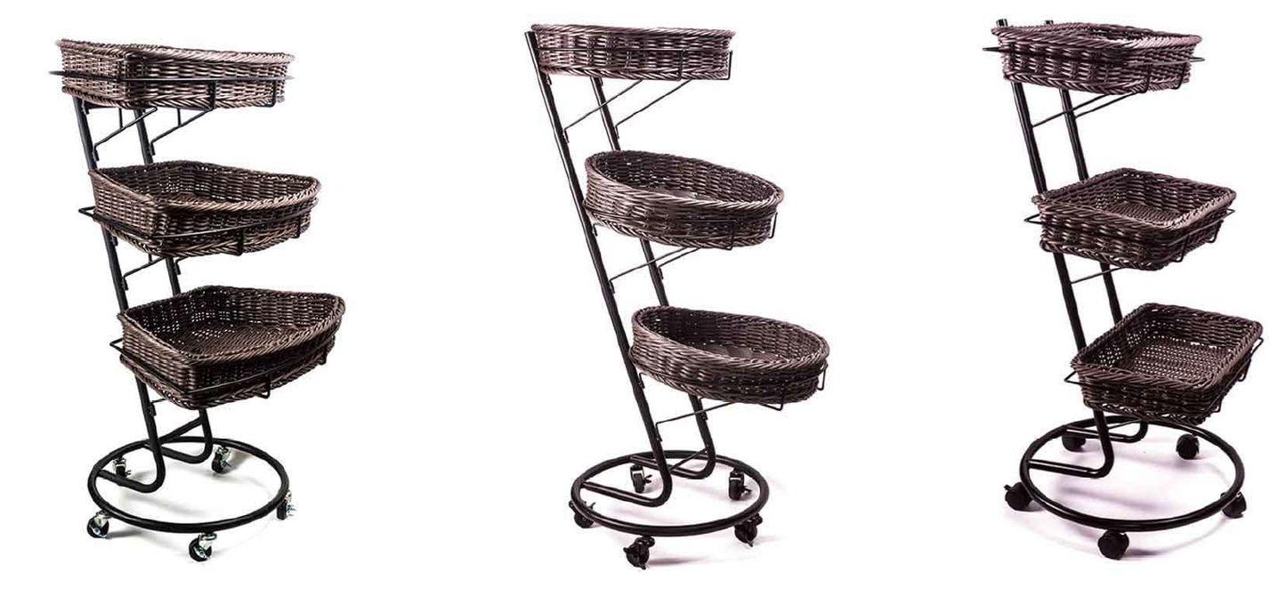 Rattan basket with wheels