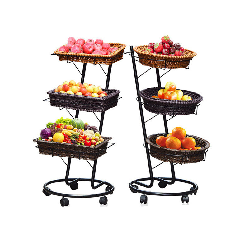 Rattan basket with wheels