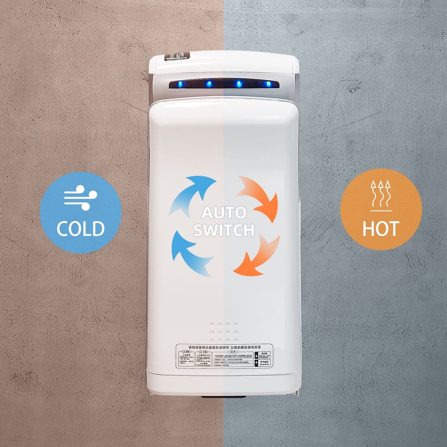 High speed automatic hand dryer, with HEPA filter.