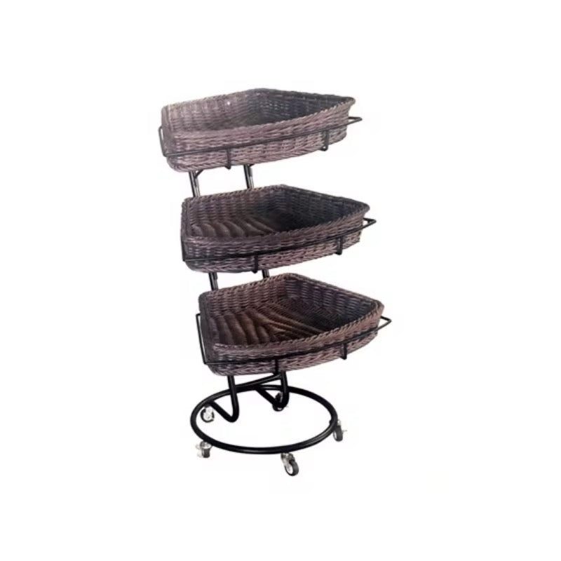 Rattan basket with wheels